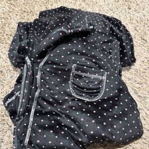 Women's Black and Pink Polka Dot Pajama Set